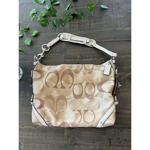 CC signature brown/beige canvas hobo COACH handbag